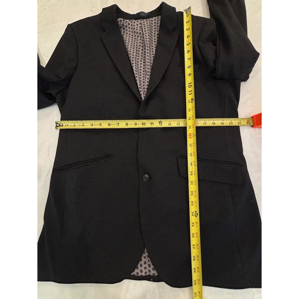 Perry Ellis Mens Blazer 44 Long Black Stretch Two Button Sport Coat Floral